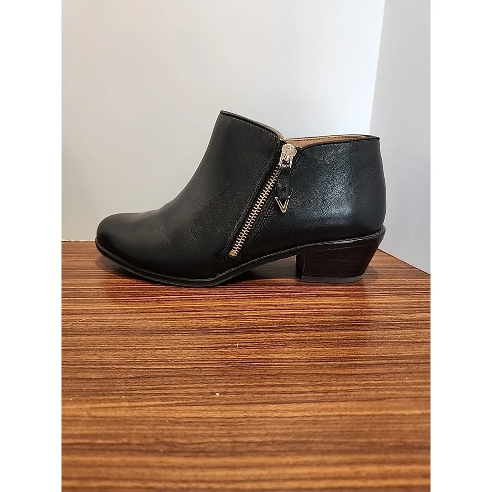 Vionic Jolene Leather Black Ankle Boots US 8 EU 38‎ UK 6